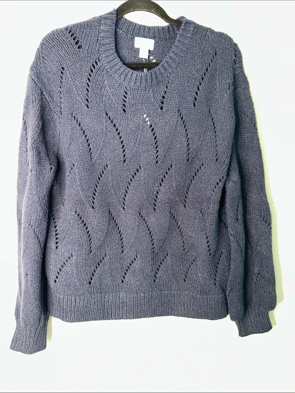 Caslon Navy Openwork Crewneck Pullover